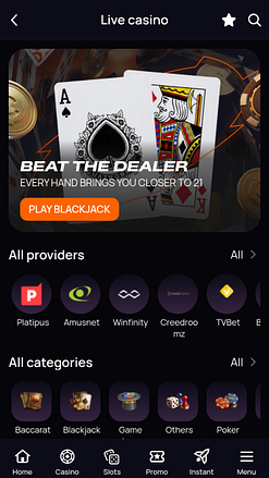 CuatroBet Casino live dealer mobile page