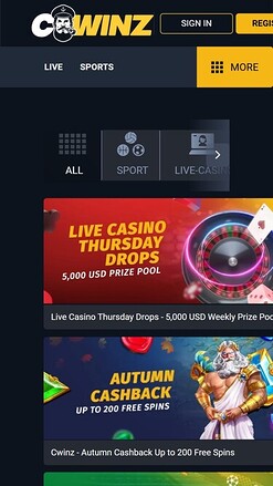 Акции CWinz Мобильная версия