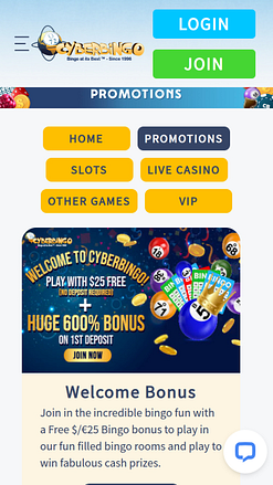 CyberBingo Casino Promotions Mobile
