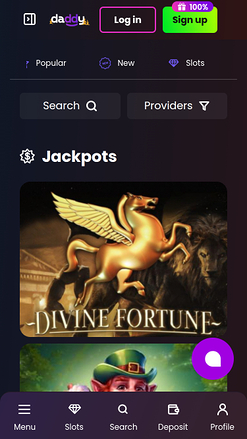 Jackpot du Daddy Casino Version mobile