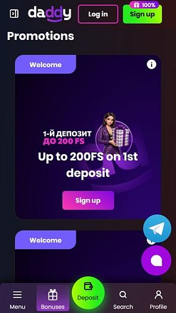 Рекламные изображения для мобильного приложения Daddy Casino