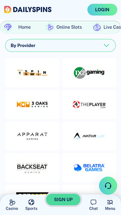 Desarrolladores de juegos de DailySpins Casino Versión móvil