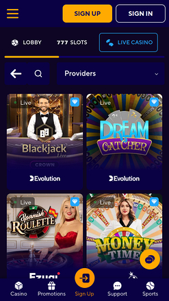 Croupier en direct du Dazard Casino Version mobile