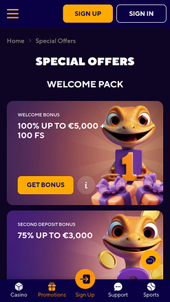 Promotions du Dazard Casino Version mobile