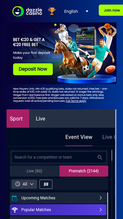 Sports du Dazzle Casino Version mobile