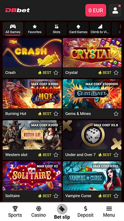 Изображение мобильных игр Dbbet Casino