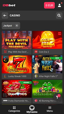 Изображение мобильного джекпота Dbbet Casino