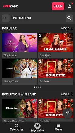 Изображение мобильного live-дилера Dbbet Casino