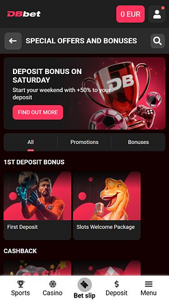 Рекламные изображения мобильного приложения казино Dbbet
