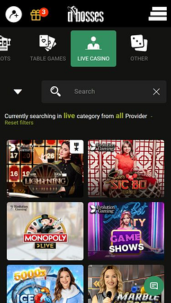 Immagine live dealer mobile di DBosses Casino
