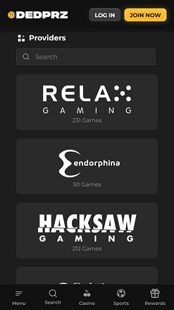Mobiles Bild der Spielentwickler von Dedprz Casino