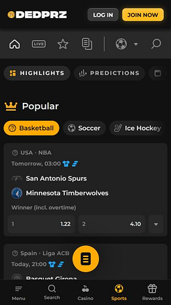 Mobiles Bild von Sport bei Dedprz Casino