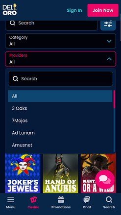 Разработчики игр казино Del Oro (мобильная версия)