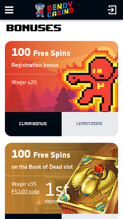 Promotions du Dendy Casino Version mobile