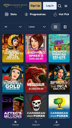 Imagen del jackpot móvil de Diamond Reels Casino