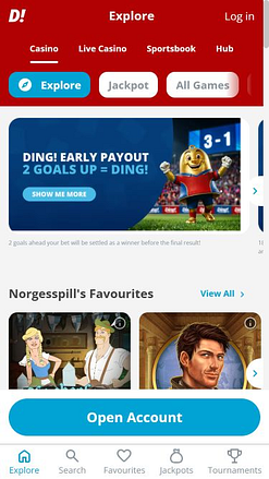 Ding Casino Мобильная версия Главная страница