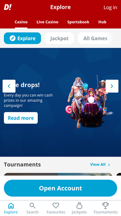 Pagina iniziale del casinò Ding Mobile