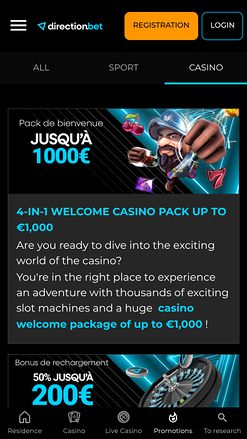 Promotions du casino Directionbet Mobile