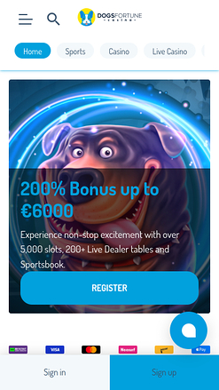 Página de inicio de DogsFortune Casino Móvil