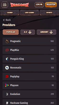 Développeurs De Jeux Du Casino Dragonia Pour Mobile