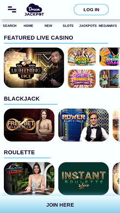Casino Dream Jackpot avec croupier en direct Mobile