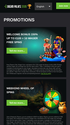 Promociones del Casino Dream Palace para móviles