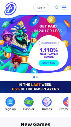 Dreams Casino Homepage Mobile