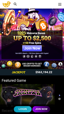 Homepage del casinò Ducky Luck Mobile