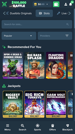 Jeux de casino Duelbits sur mobile