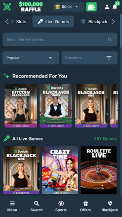 Duelbits Casino Live Croupier Mobile