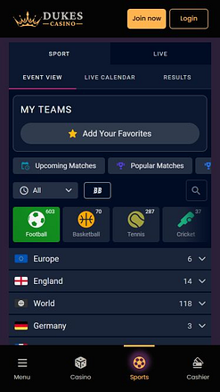 Dukes Casino Mobile Sports