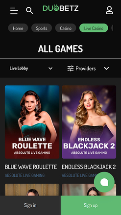 Casino Duobetz con crupier en vivo móvil