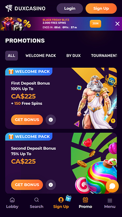 Promotions du casino Dux sur mobile