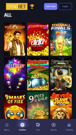 Jeux d'images mobiles du casino Dynobet