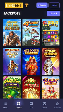 Jackpot d'images du casino mobile Dynobet