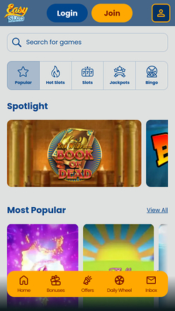 Jeux de casino Easy Slots sur mobile