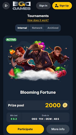Мобильные турниры казино Ego Games