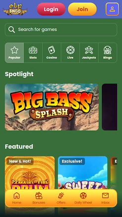 Jeux de casino Elf Bingo sur mobile