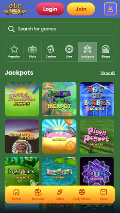 Jackpot Elf Bingo Casino version mobile