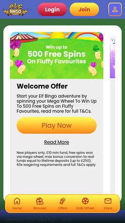 Promotions mobiles du casino Elf Bingo
