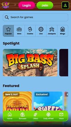 Jeux de casino Elf Slots sur mobile