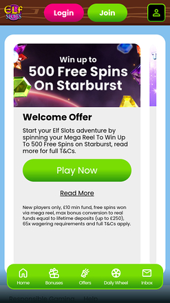 Promotions mobiles du casino Elf Slots