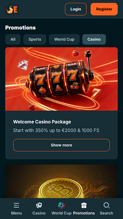 Promociones móviles de Emberbet Casino