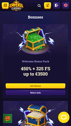Promotions mobiles du casino Emperia