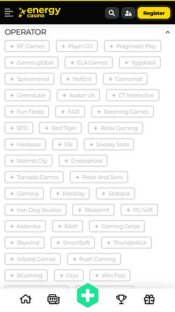 Разработчики игр с изображениями для мобильной версии Energy Casino