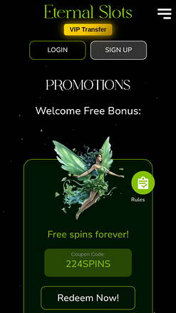 Promotions mobiles du casino Eternal Slots