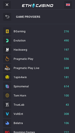 Développeurs de jeux de casino ETH Mobile