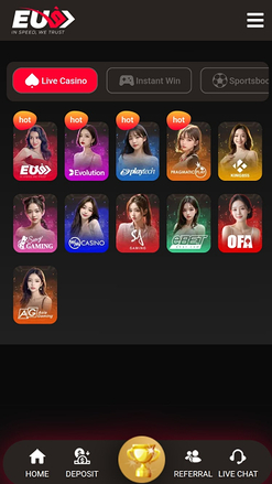 Дилер в реальном времени EU9 Casino для мобильного