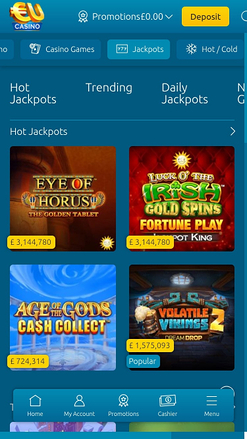 Jackpot móvil de EUcasino