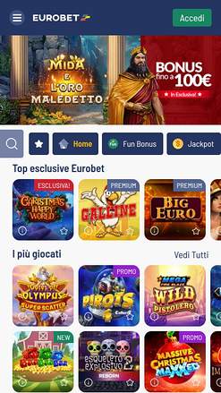 Jogos de cassino Eurobet para celular
